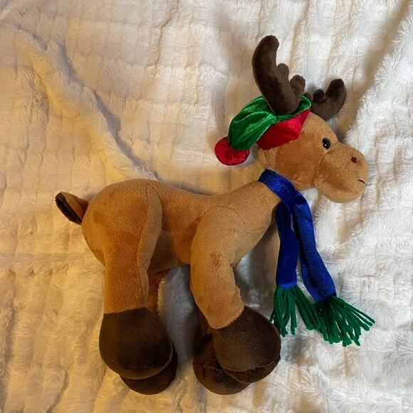 Winter Christmas Holiday Plush Formable Reindeer Scarf‎ and Beanie Legs Adjust - Picture 1 of 3